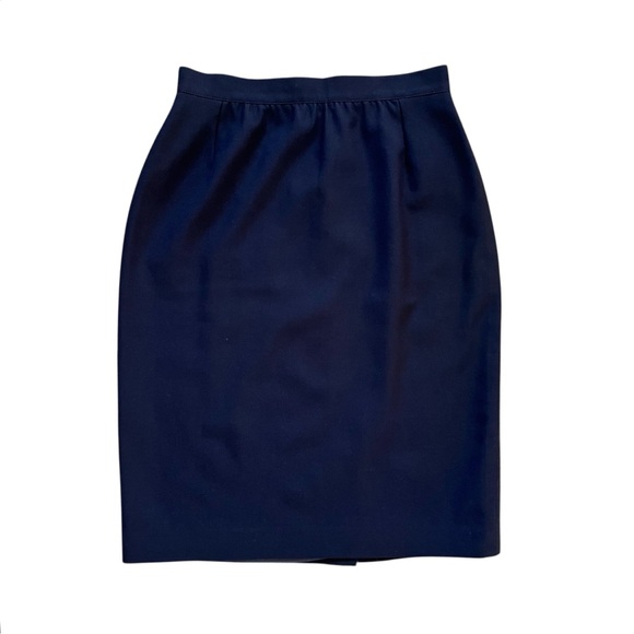 Vintage Mr Jax High-Waisted Navy Knee-Length Wool Lined Pencil Skirt Fits Size 8 - Picture 11 of 11